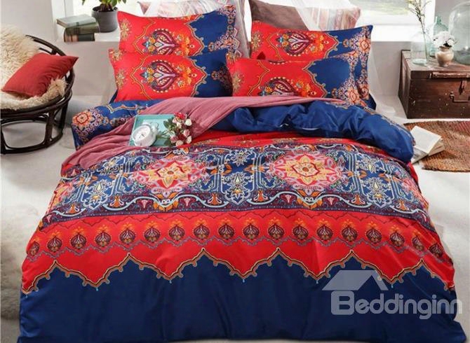 Moroccan Style Contrast Color Polyester 4-piece Bedding Sets