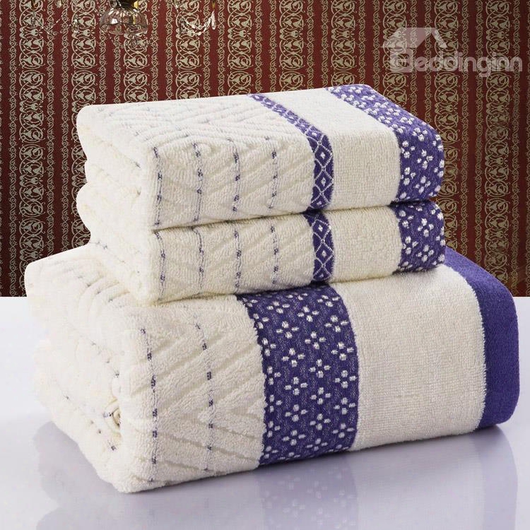 New Arrival 100% Cotton Elegant Floral Borders Simple Design Towel