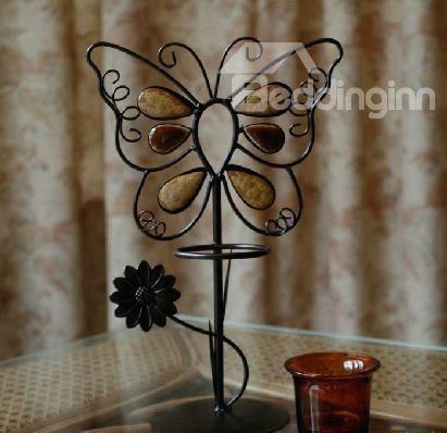 New Arrival Romantic Butterfly Design Iron Material Decorative Candle Holder