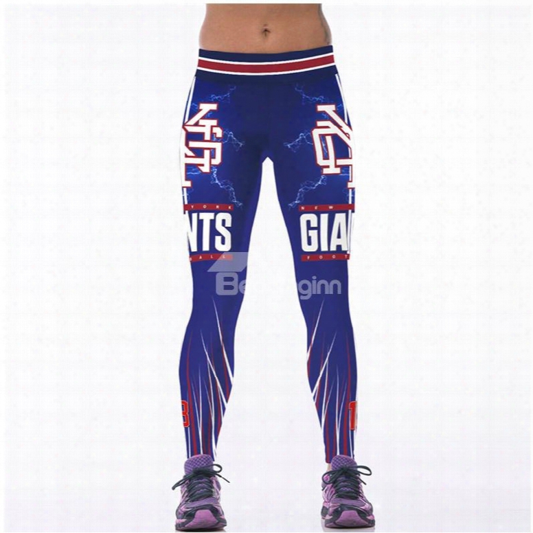 Number Printed Purple Women's 3d Leggings