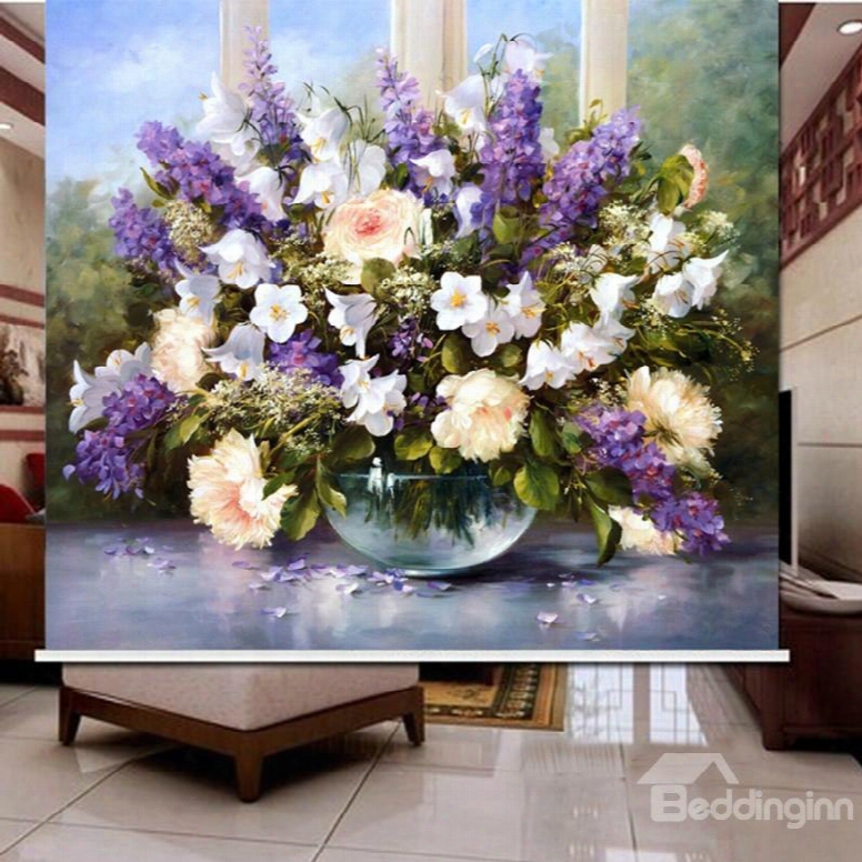 Oil Painting Romantic Flowers 3d Printed Roller Shades