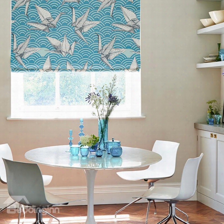 Paper Cranes Printing Cotton And Linen Blending Roman Shades