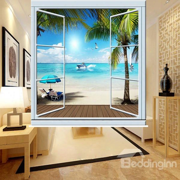 Peaceful Beach Out Of The Window 3d Printing Blackout Roller Shades