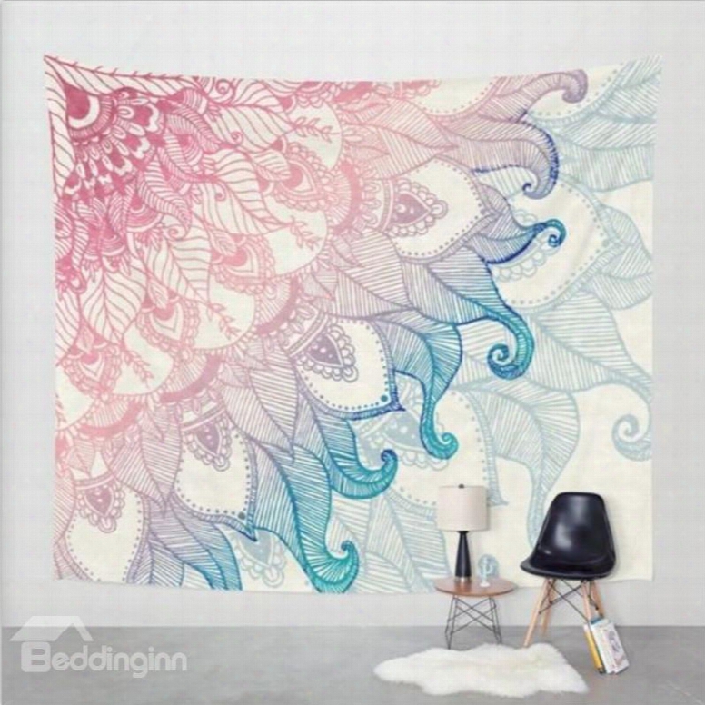 Pink And Green Gradient Flower Pattern Ethnic Style Wall Tapestries