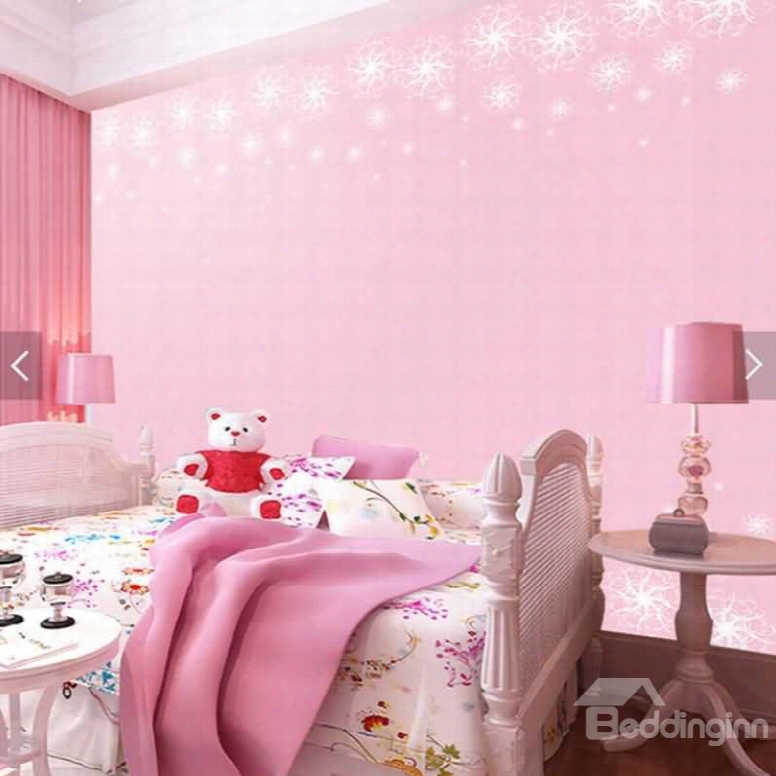 Pink Background With Snow 3d Waterproof Wall Murals