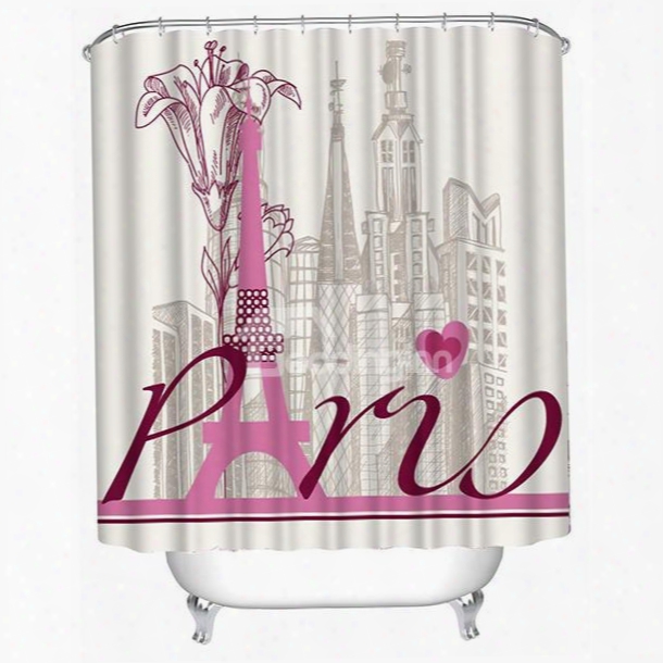 Pink Eiffel Citadel Print 3d Shower Curtain