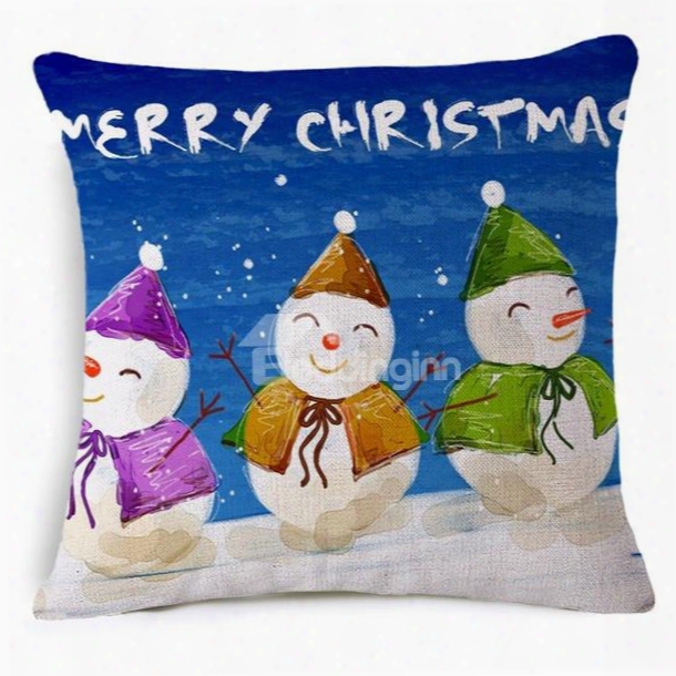 Popular Design Snowman Print Throw Pillow Case