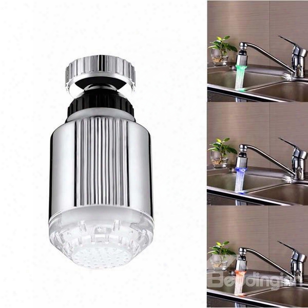 Practical Awterfall Led Temperature Sensor 3 Colors Changing Kitchen Faucet Head