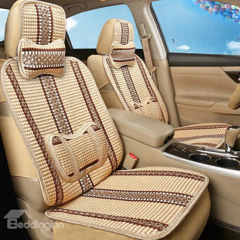 Pretty And Colorful Ornamental Striped Ice Silk And Rayon Universal Car Seat Cover