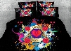 3D Pistol and Red Heart Printed 5-Piece Black Comforter Sets