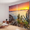 Beautiful Sunrise at the Seaside Printed 3D Curtain