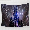 Castle under Galaxy Space and Twinkle Stars Decorative Hanging Wall Tapestry