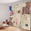 Retro British Romantic 3D Printed Polyester Curtain