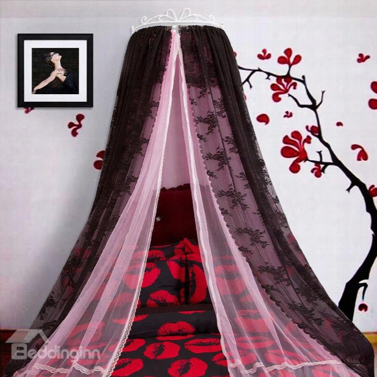 Princess Double Layers Pink And Black Bed Cnopy