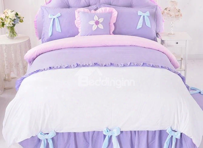 Princess Style Bowtie Design Polyester 4-piece Bedding Sets