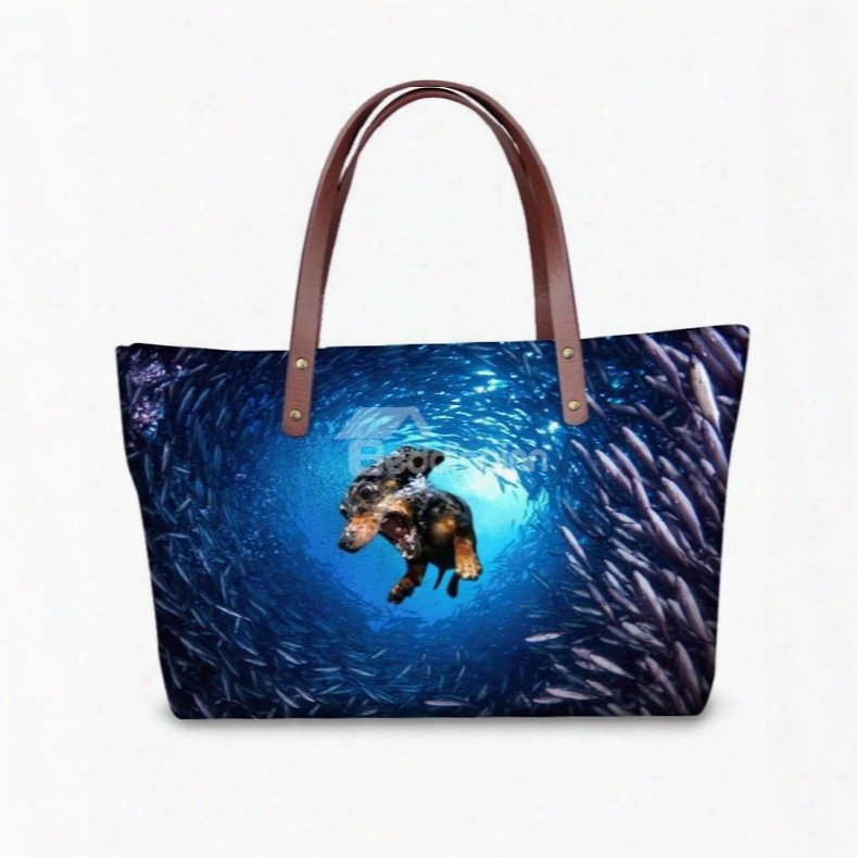 Sea World Waterproof Dog Animals 3d Printed Handbags