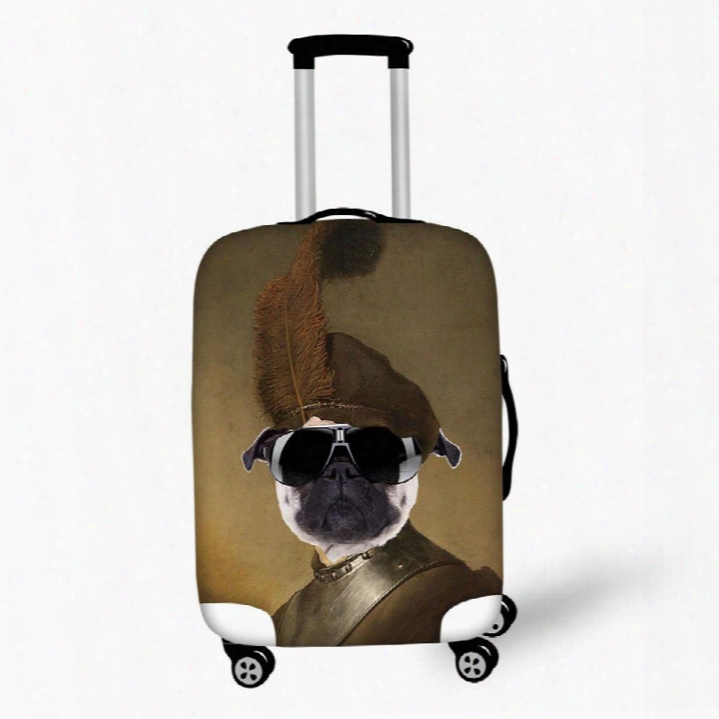 Sharpei Dog's Face Soldiers Style With Caps Waterproof Washable Travel 3d Luggage Covers