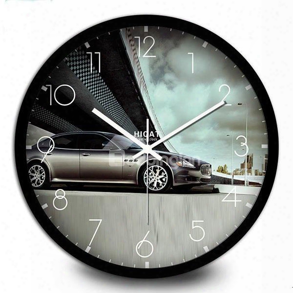 Simple Sports Car Wall Clock With Quiet Voice