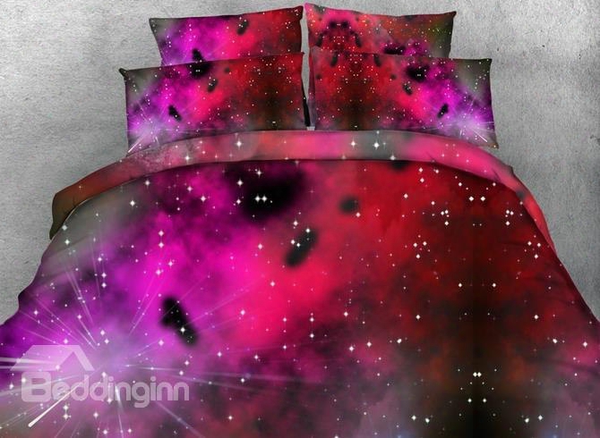 Splendid Red Galaxy Print 5-piece Comforter Sets