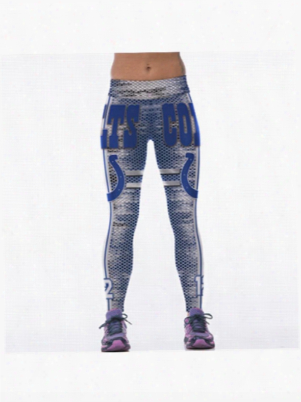 Sporty Style Gradient Color Grid Letters Printed Polyester Elastic Waist Female 3d Leggings