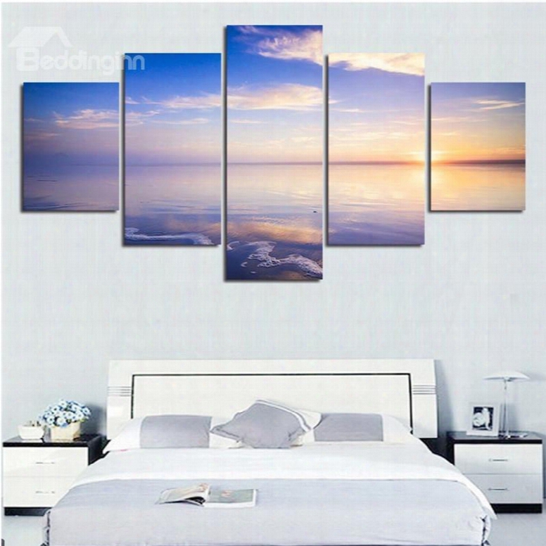 Sunrise Above Sea Level 5-piece Canvas Hung Non-framed Wall Prints