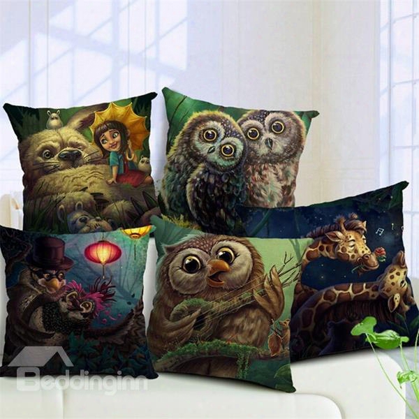 Super Lovely Owl Print Throw Pillow Case