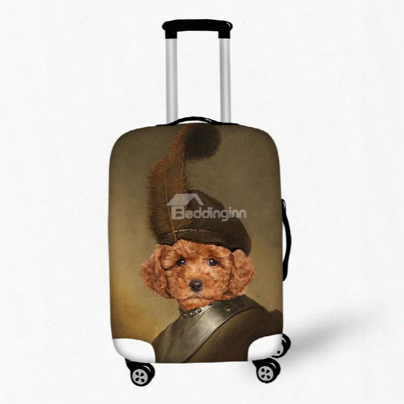 Teddy Dog's Face Soldier Animals Spandex Fits 18-30 Inch 3d Luggage Covers