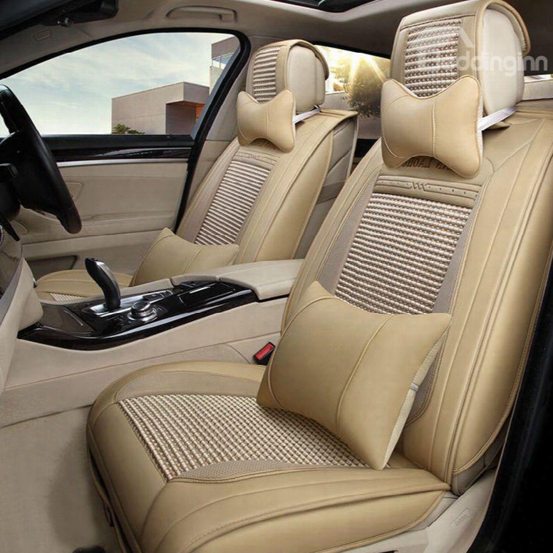 Textured Fast Heat Dissipation Ice Silk And Rayon Luxurious Car Seat Cover