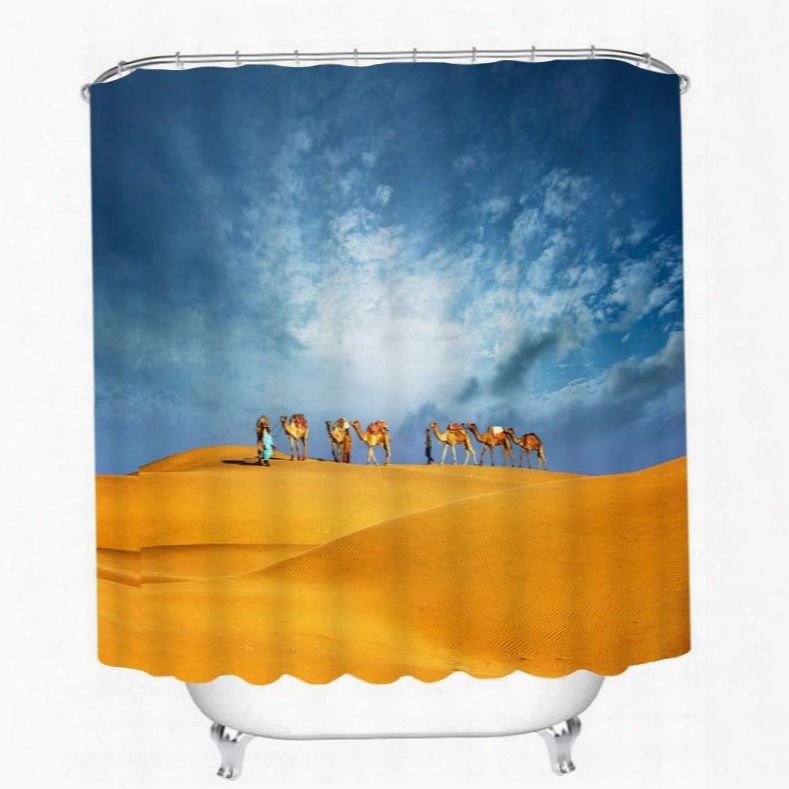 Travel In The Desert 3d Printed Bathroom Waterproof Shower Curtain