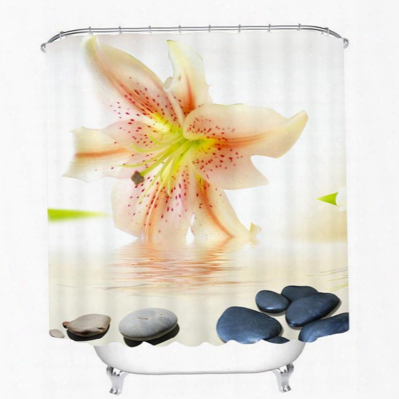 Vivid Lily On The Water 3d Printed Bathroom Waterproof Shower Curtain