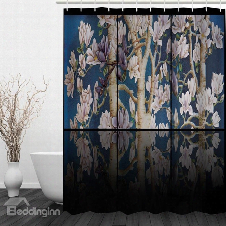 Watercolor Flower Tree 3d Printed Bathroom Waterproof Shower Curtain