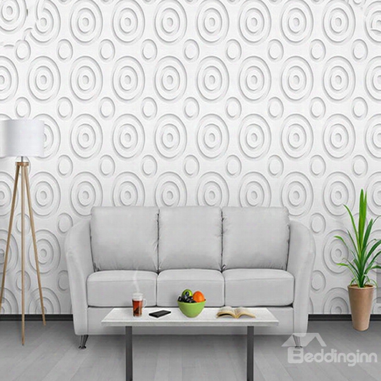 White Background With Circles Durable Waterproof And Eco-friendly 3d Wall Mural