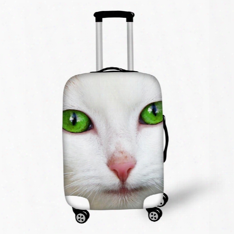 White Cat Green Eyes Animals Face Personality 18-30 Inch Tavel Luggage Cover
