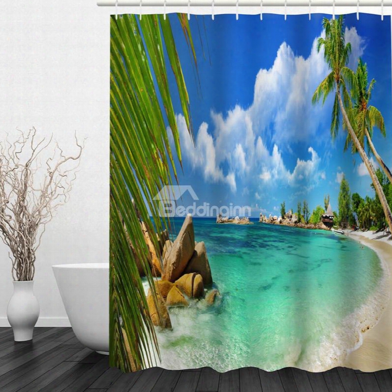 Wonderful Beach Scenery 3d Printed Bathroom Waterproof Shower Curtain