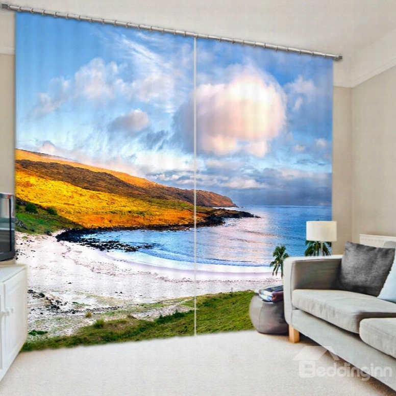 Wonderful Seaside Scenery 3d Printed Polyester Curtain