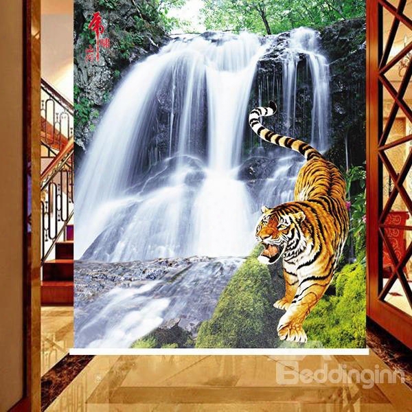 Wonderful Waterfall And Tiger Printing 3d Roller Shades