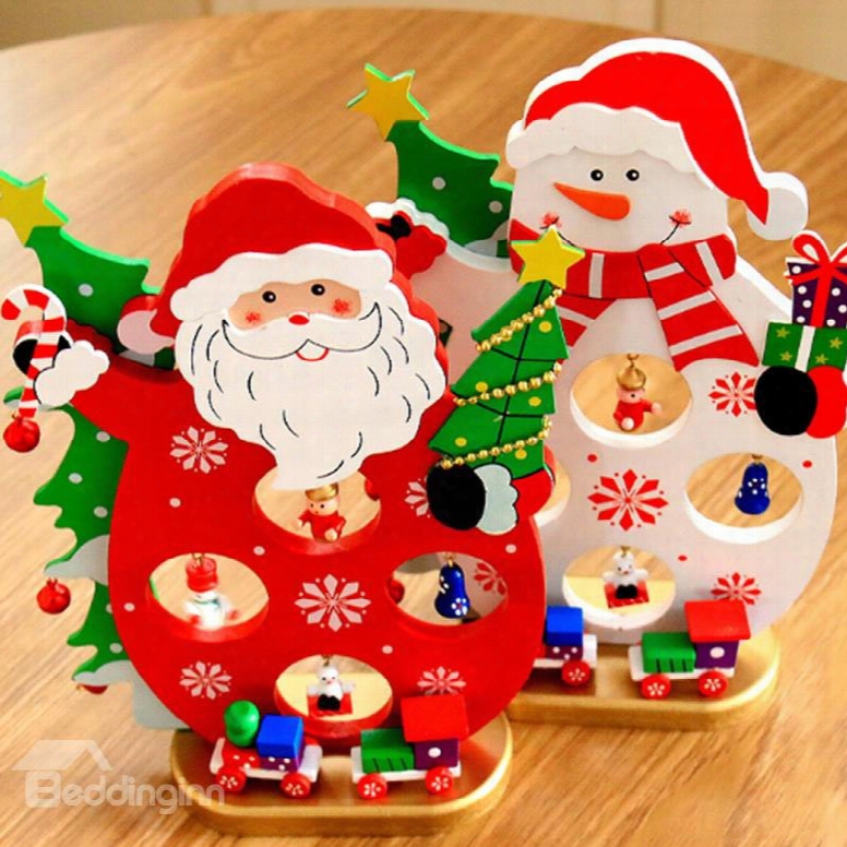 Wooden Santa Claus Snowman Crafts Desktop Christmas Decoration