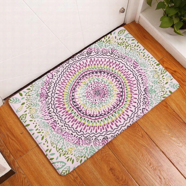 16␔24in Colorful Flower Bohemian Style Flannel Water Absorption Soft And Nonslip Bath Rug/mat