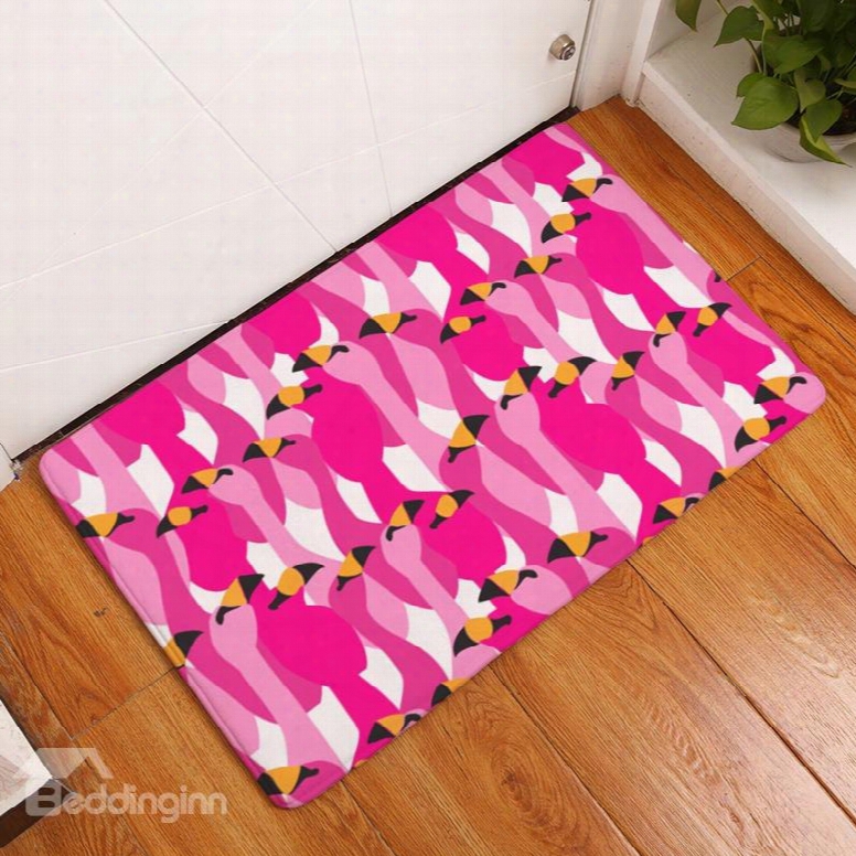 16␔24in Rose Flamingos Pattern Wager Absorption Gentle And Nonslip Bath Rug/mat