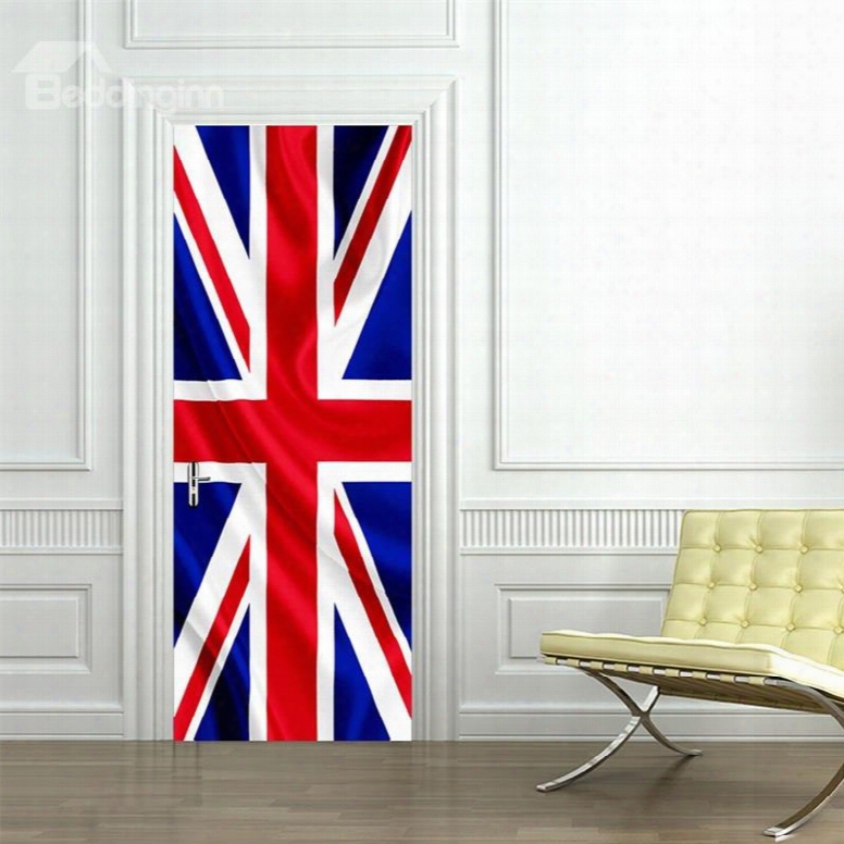 30␔79in British Flag Pattern Pvc Environmental And Waterproof 3d Door Mural