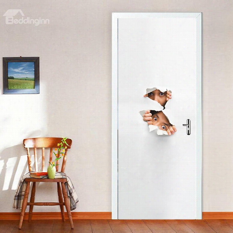 30␔79in White Background With Two People Digging Holes Pvc Waterproof 3d Door Mural