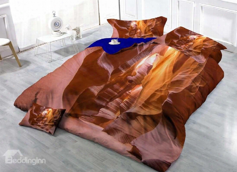 3d Antelope Cave Printed Cotton 4-piece Bedding Sets/duvet Covers