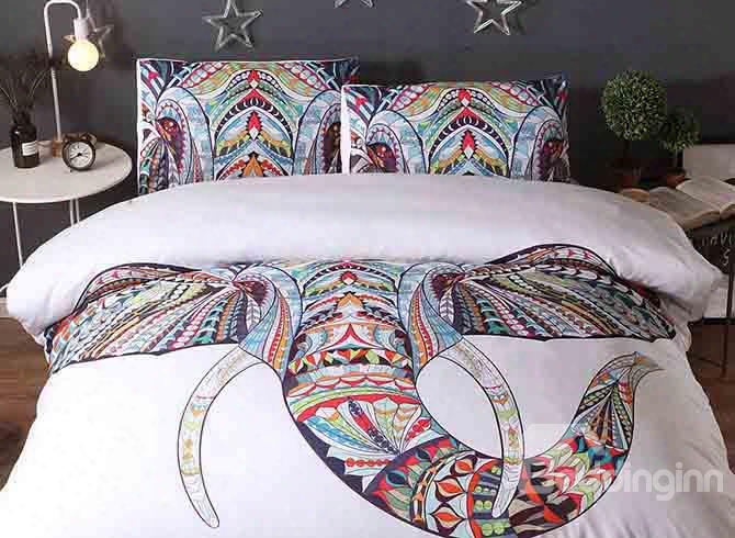 3d Elephant Ethnic Zentangle Style Printed Polyester 3-piece Bedding Sets/duvet Covers