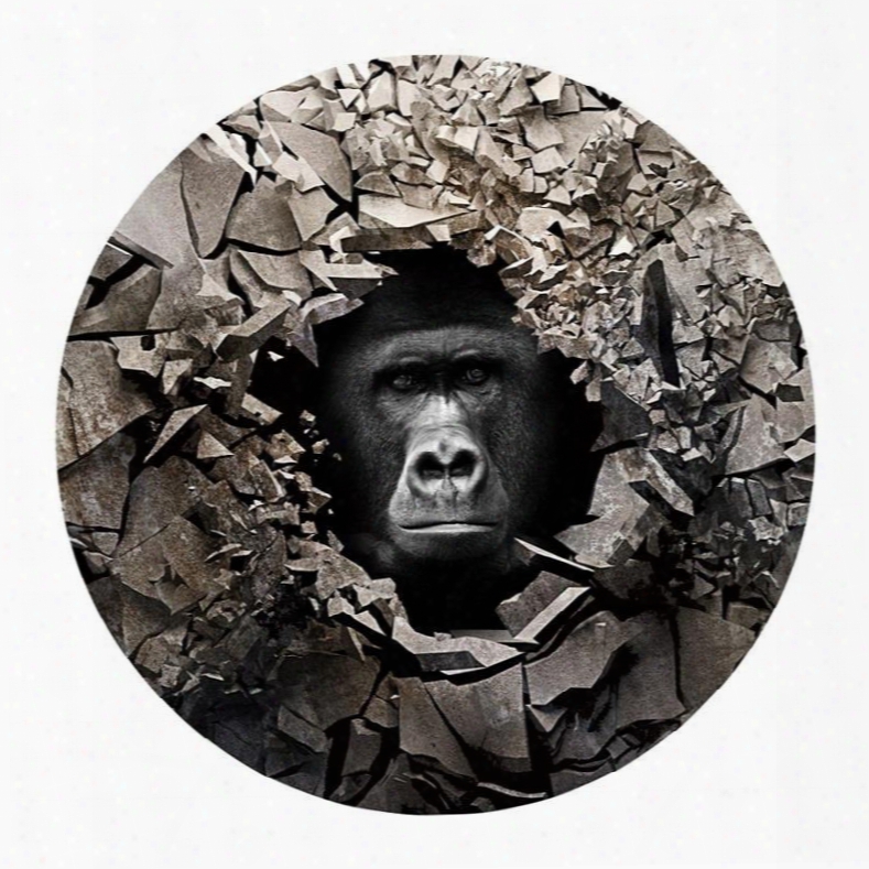 3d Gorilla And Broken Stones Printed Pvc Modern Non-slipping Entrance Doormat