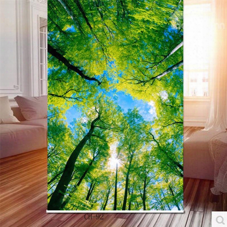 3d Green Tree S And Bright Sunlight Decoration And Blackout Natural Style Roller Shade