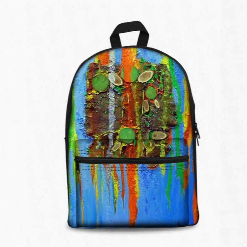 3d Modern Style Oil Painting Pattern Washable Lightweight School Outdoor Backpack