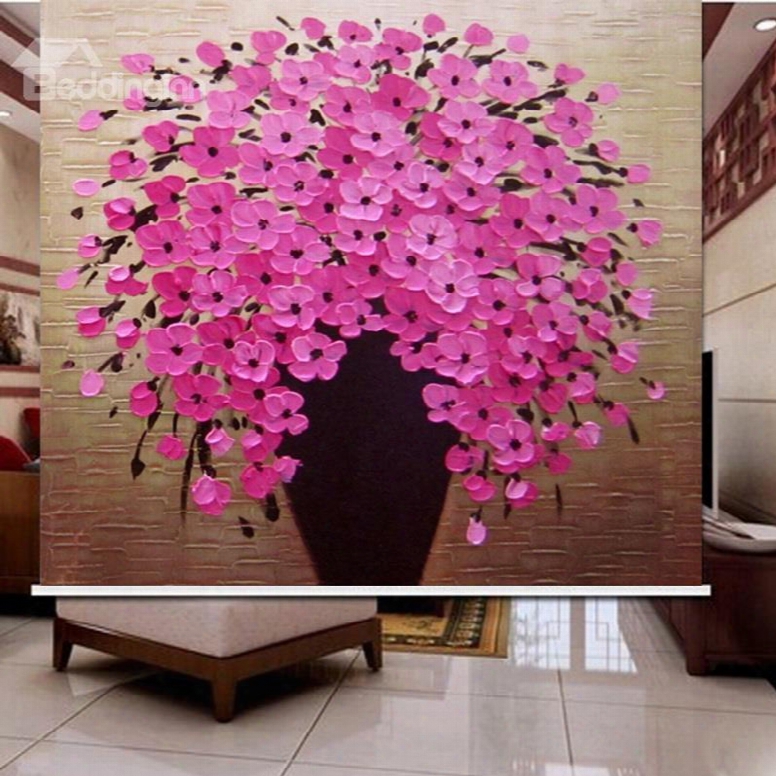 3d Pink Blooming Tree Printed Simple Design Blackout Roller Shades