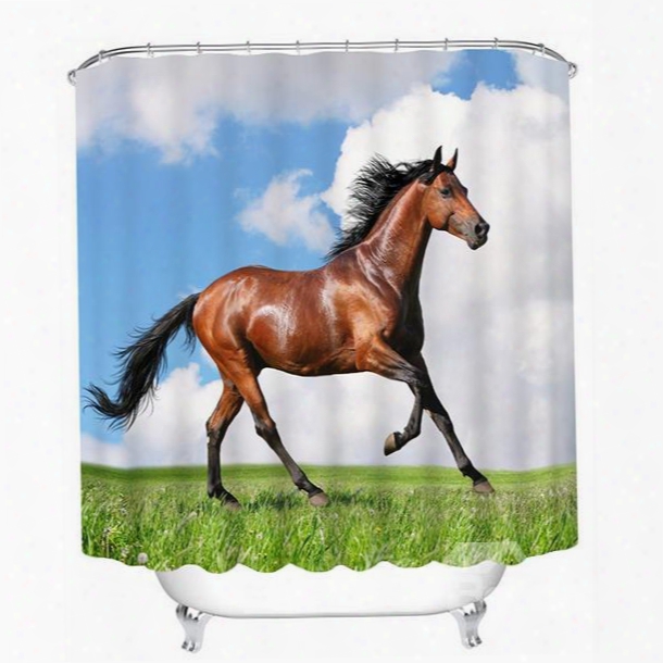 3d Running Horse Printed Polyester Bathroom Shower Curtain