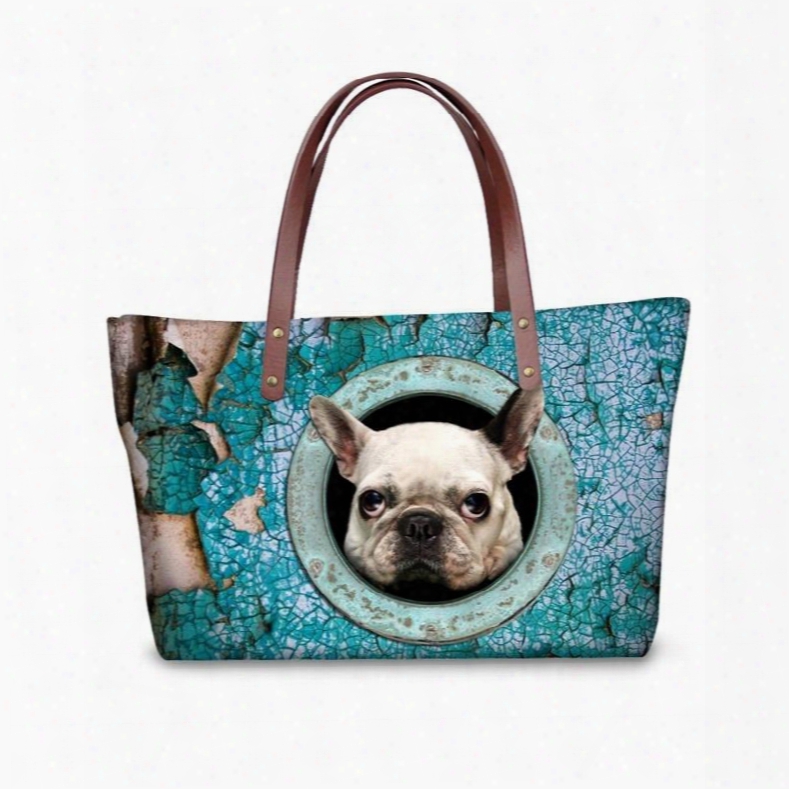 Adorable Dog Waterproof Sturdy Shopping 3d Printed For Women Girls Shoulder Handbags
