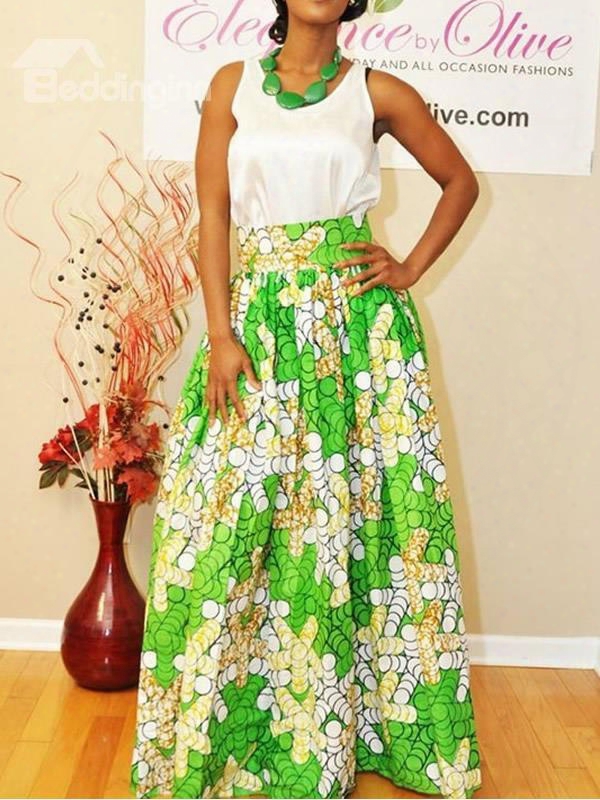 African Fashion Leisure High-waist Knee-lengt 3d Painted Skirt